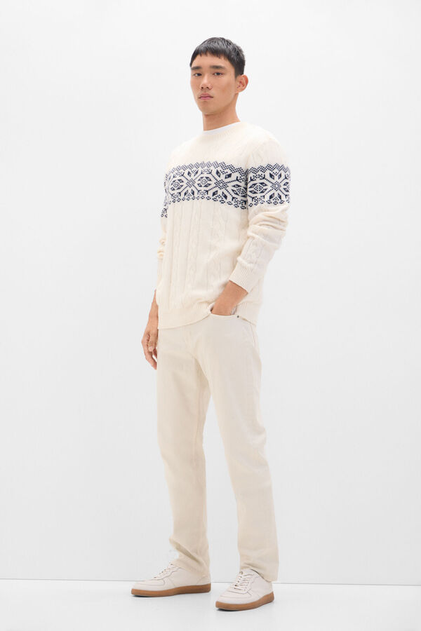 Cortefiel Camisola de natal com torcidos de l&atilde;  Ecru