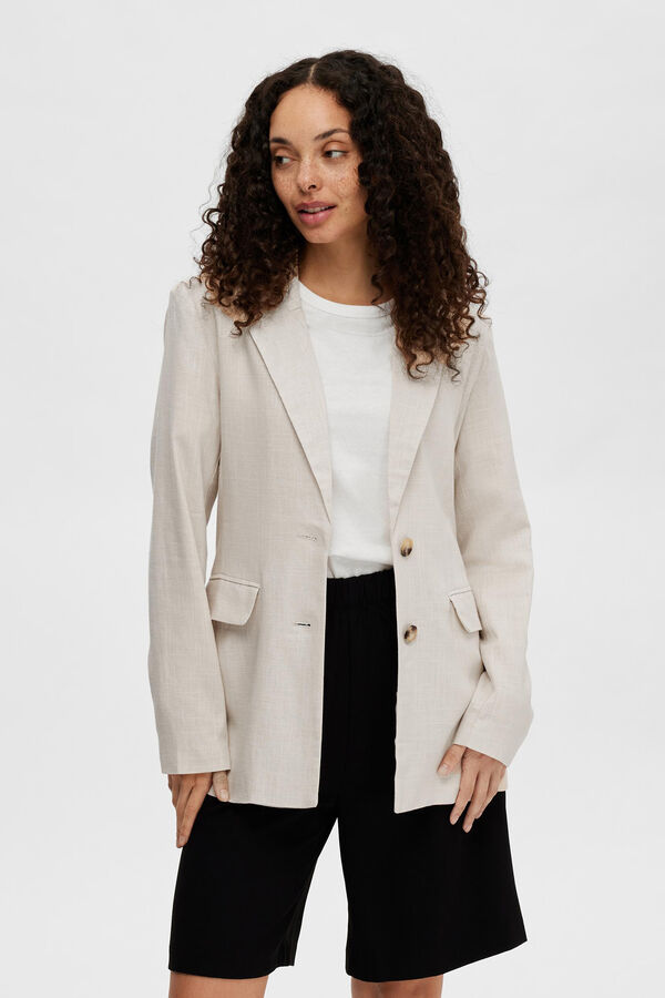 Selected Femme Blazer Regular Fit de linho Cinzento
