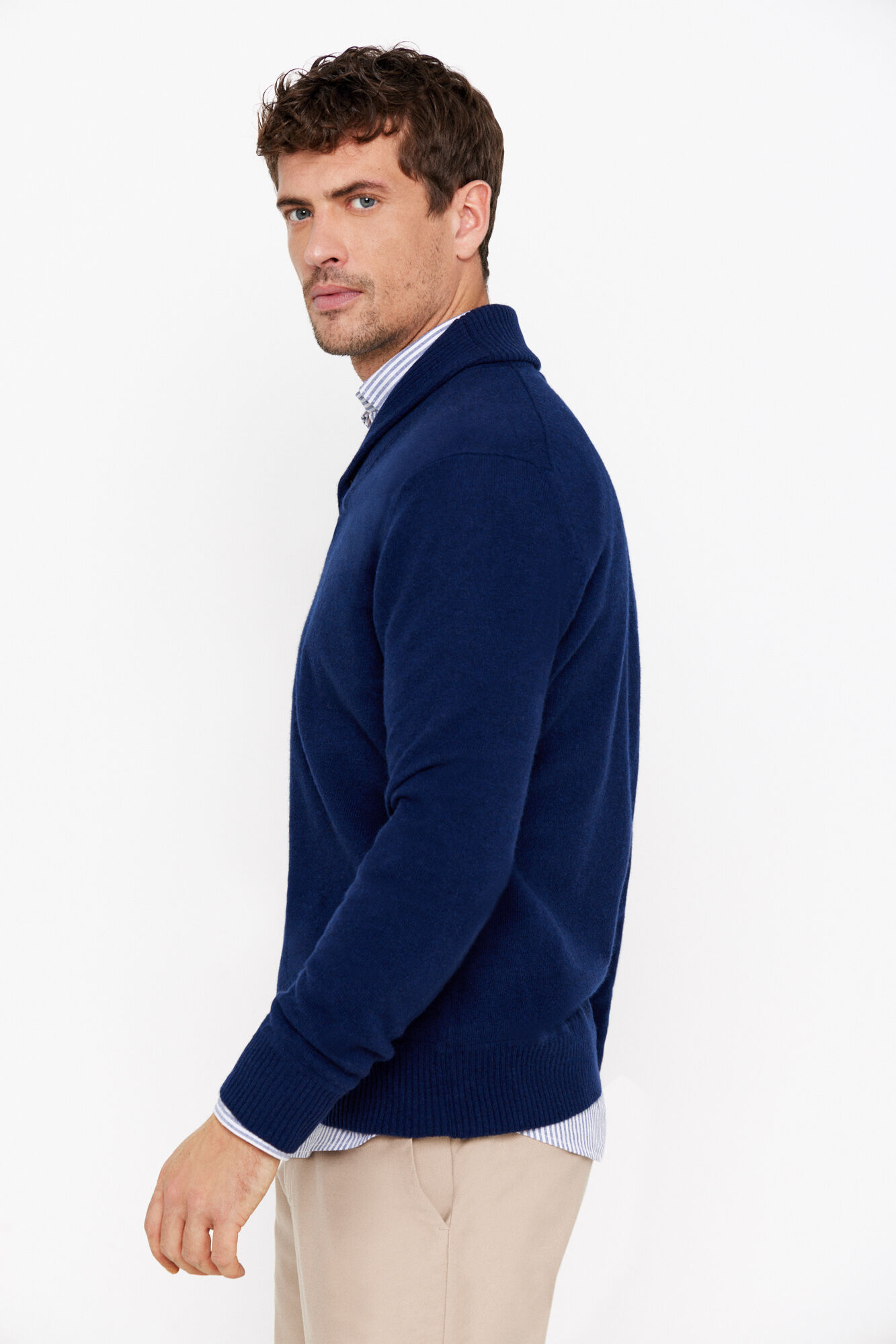 Cortefiel Camisola l&atilde; lambswool gola smoking