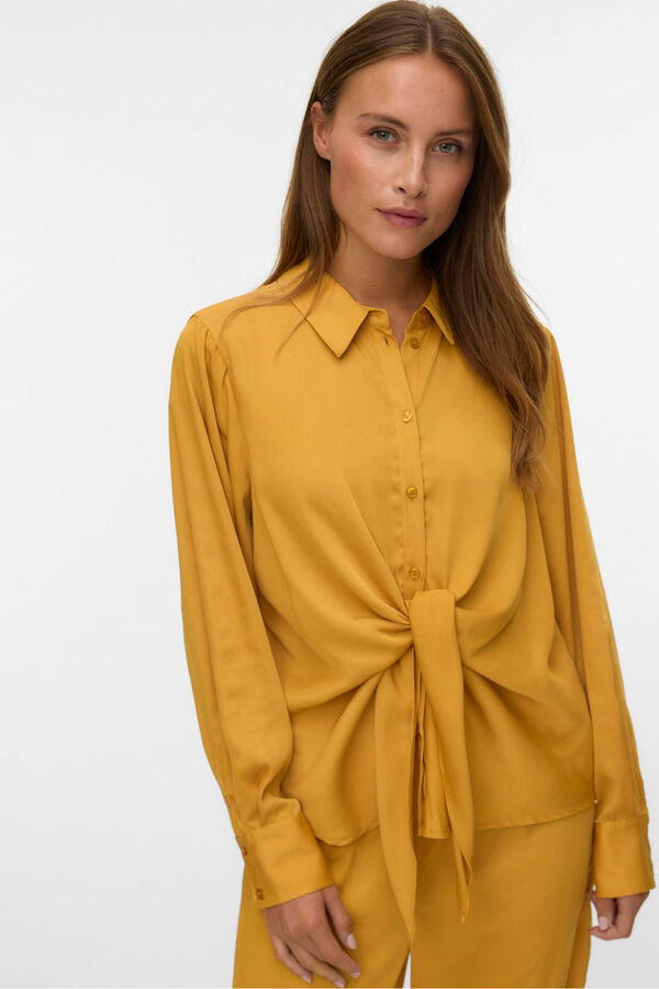 Vero Moda Camisa de cetim de manga comprida  Dourado