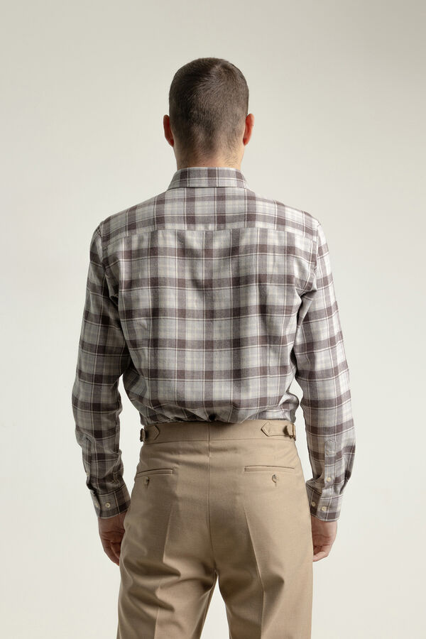 PuroEGO Camisa slim algod&oacute;n cuadro tart&aacute;n Marr&oacute;n