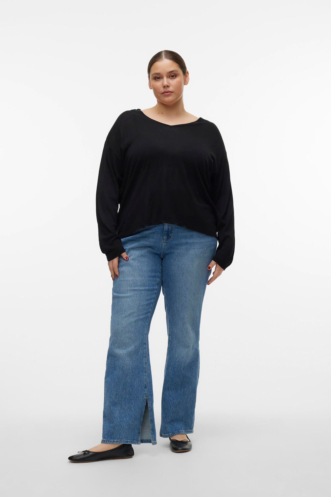 Vero Moda Curve Jersey de manga larga y cuello pico Curve