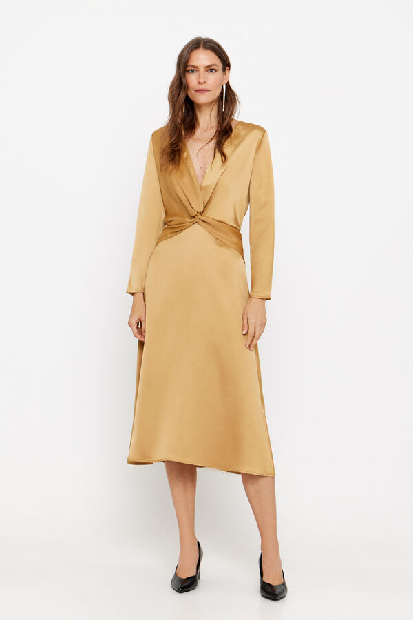 Cortefiel Vestido dourado Dourado