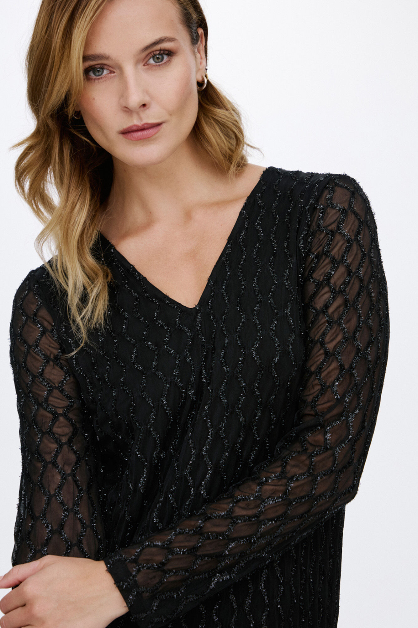 Vila Vestido midi de manga larga