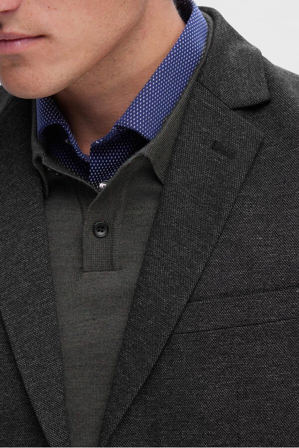 Selected Americana de hombre slim fit tejido estilo jersey Gris
