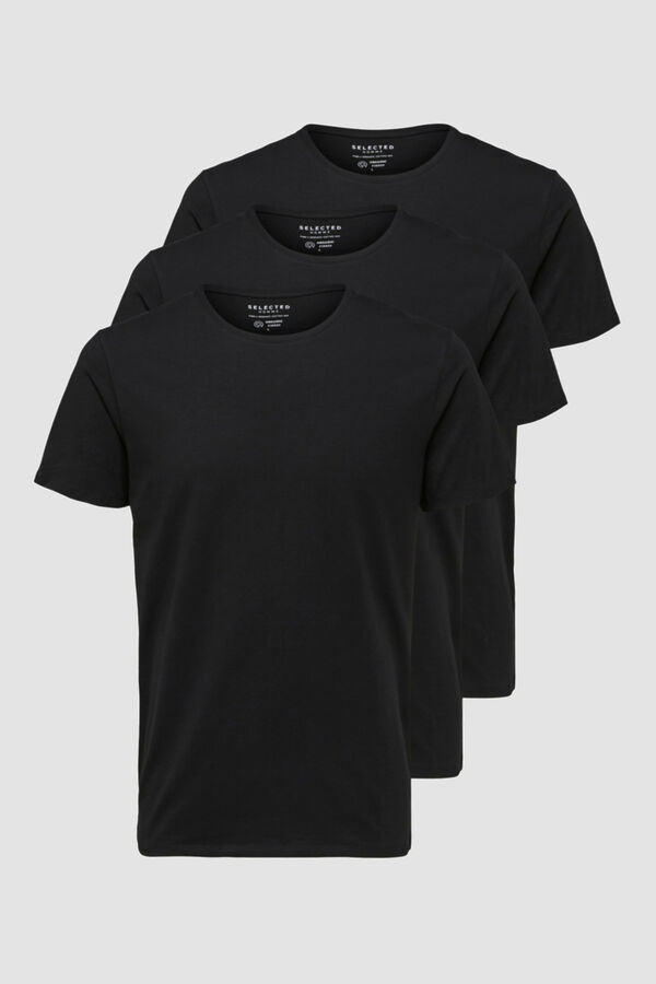Cortefiel Pack de 3 camisetas lisas de manga corta Negro