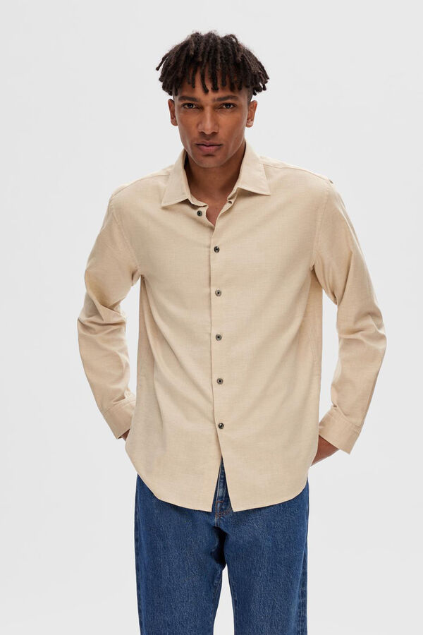 Cortefiel Camisa Regular Fit de algodão orgânico Cinzento