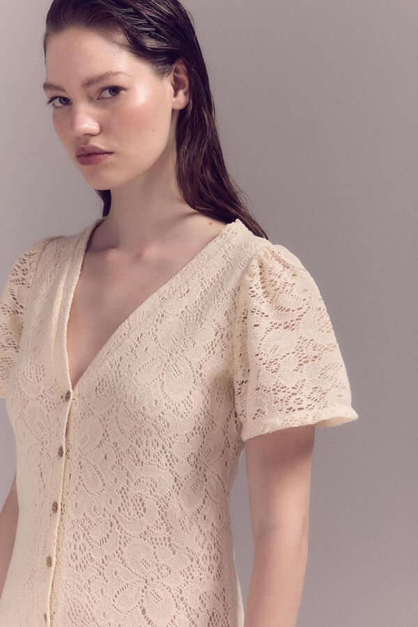 Slowlove Vestido renda Ecru