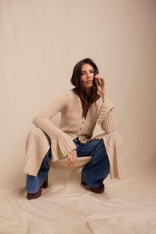 Slowlove Casaco comprido malha Ecru