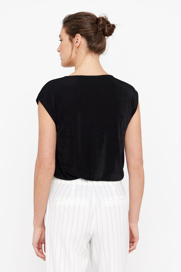 Cortefiel Top drapeado de punto Negro