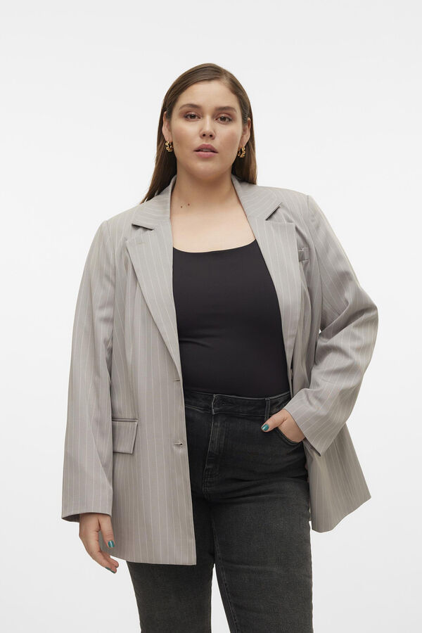 Vero Moda Curve Blazer de riscas tamanho grande  Cinzento