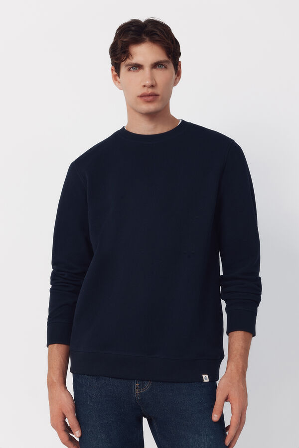 Cortefiel Sweatshirt estruturada com gola caixa Azul
