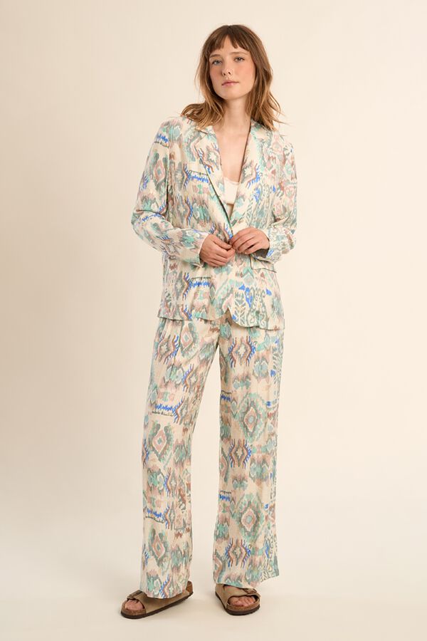 Molly Bracken Blazer de mujer de manga larga con estampado Kaki