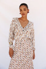 Cortefiel Blusa estampada com folhos Multicolorido