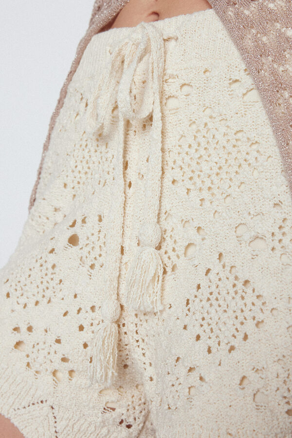 Slowlove Cal&ccedil;as malha rendilhada Ecru