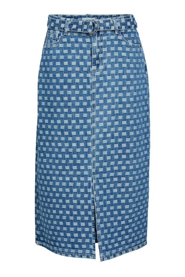 Object Falda midi denim estampada Azul
