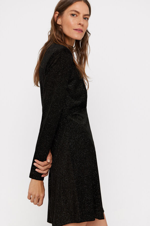 Cortefiel Vestido veludo com brilho Preto