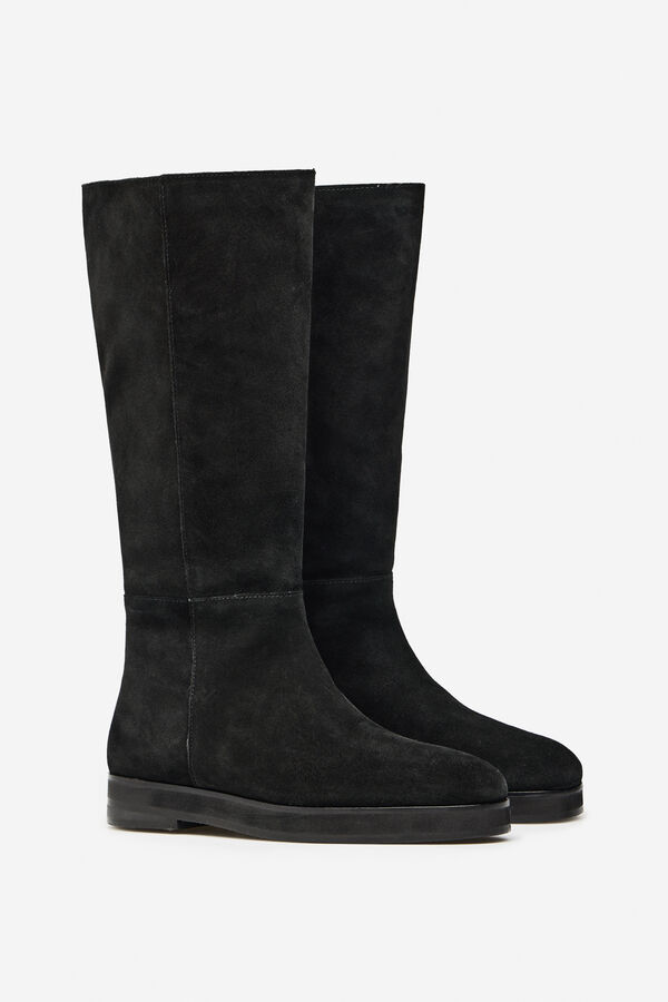 Cortefiel Bota alta el&aacute;stico serraje Negro