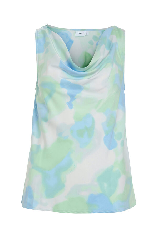 Vila Top decote cascata em cetim com viscose Verde