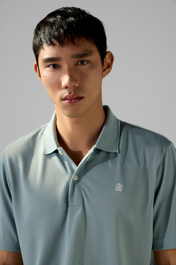 Cortefiel Camisa p&oacute;lo com gola jacquard Coolmax&reg; Azul