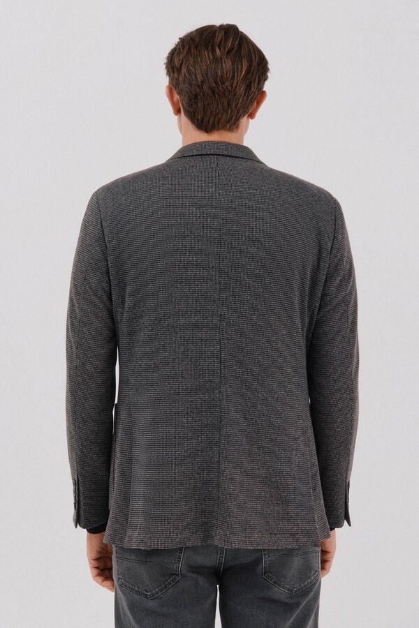 Cortefiel Blazer de malha pied-de-poule Cinzento