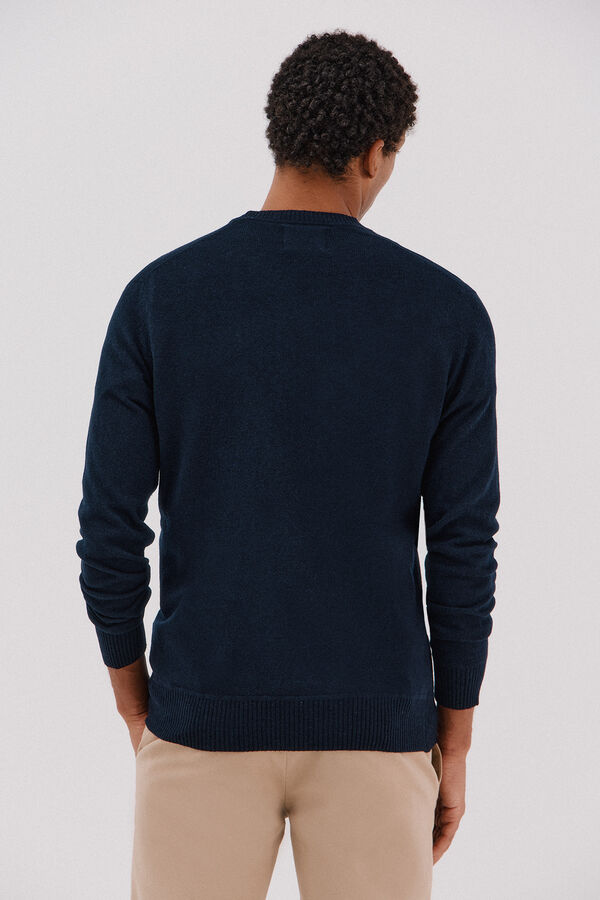 Cortefiel Jersey lana lambswool cuello pico Azul marino