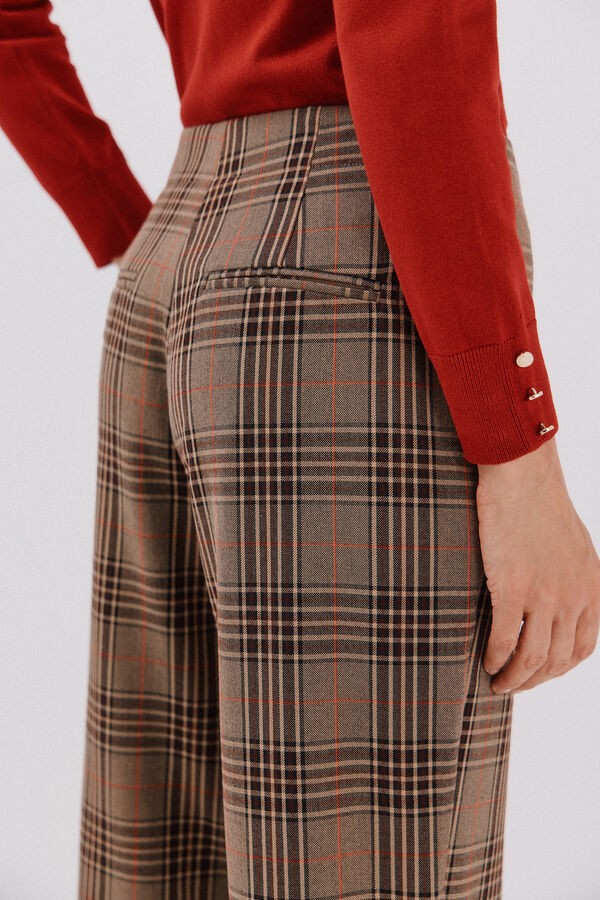 Cortefiel Cal&ccedil;a xadrez feminina Castanho