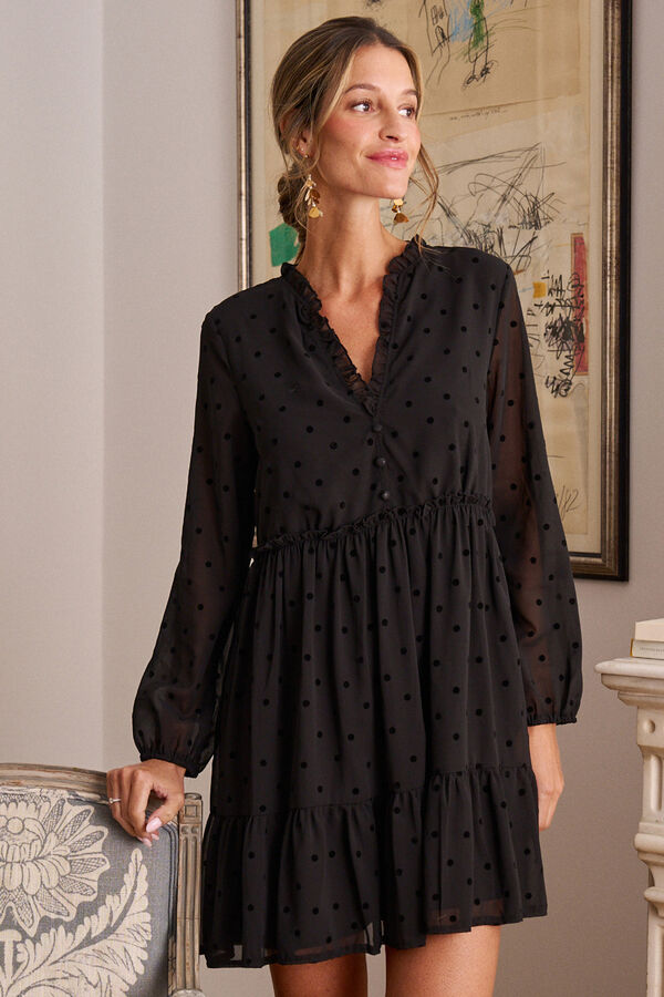 Pol&iacute;n Et Moi Vestido curto Alex Preto