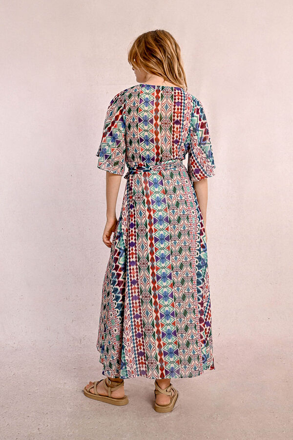 Molly Bracken Vestido comprido com estampado e laçada Multicolorido