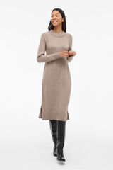Vila Vestido de punto con viscosa Beige