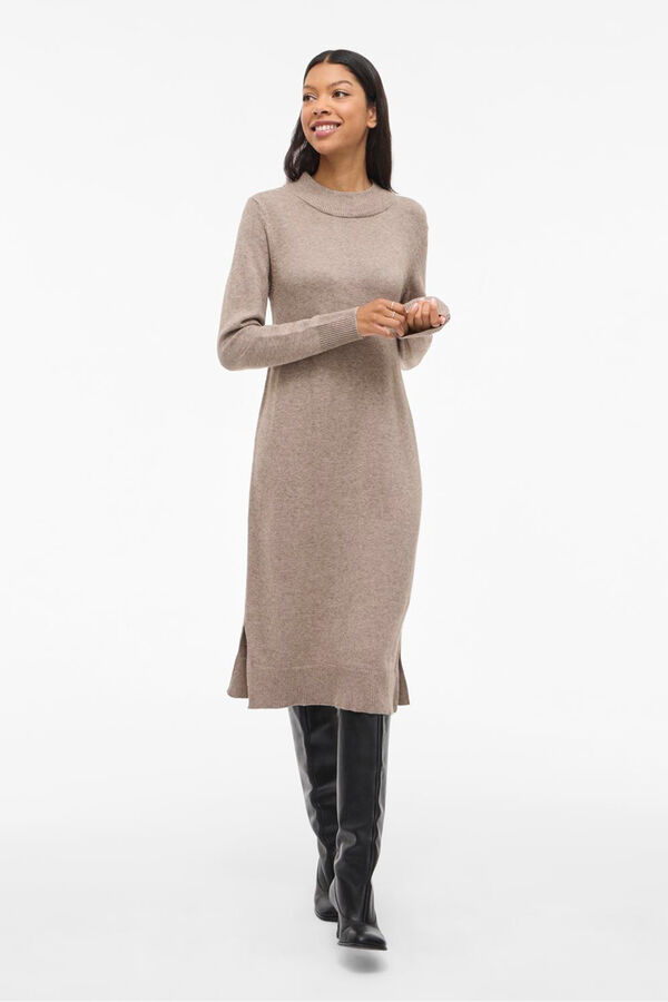 Vila Vestido de punto con viscosa Beige