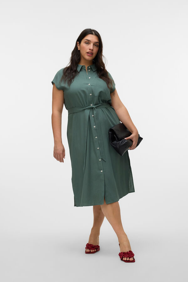 Vero Moda Curve Vestido midi camisero talla grande Verde