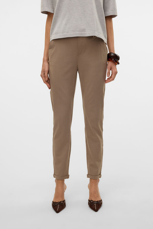 Vero Moda Cal&ccedil;as compridas de vestir Castanho