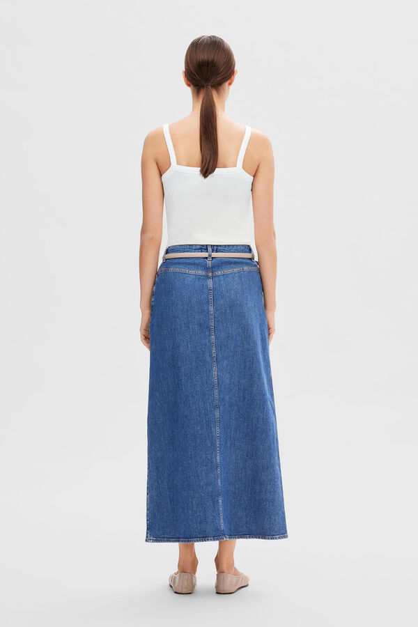 Selected Femme Saia midi denim com abertura frontal Azul