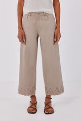 Cortefiel Jeans bajo bordado Beige