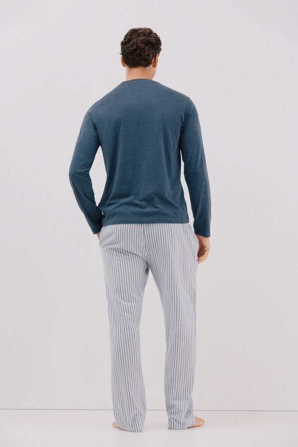 Cortefiel Conjunto de pijama malha e tecido Azul