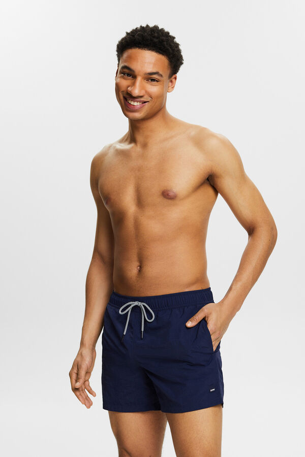 Esprit Fato de banho bermuda liso monocolor com material reciclado Azul