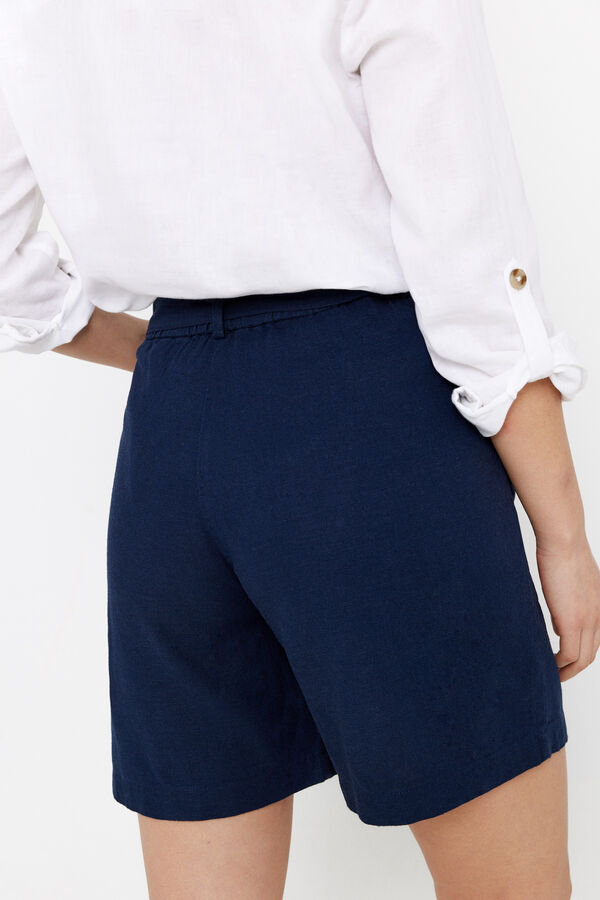 Cortefiel Pantal&oacute;n bermuda lino Azul marino