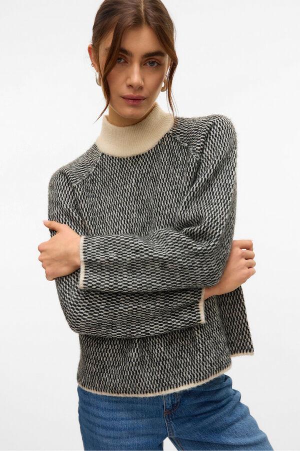 Vero Moda Jersey de punto cuello subido Gris