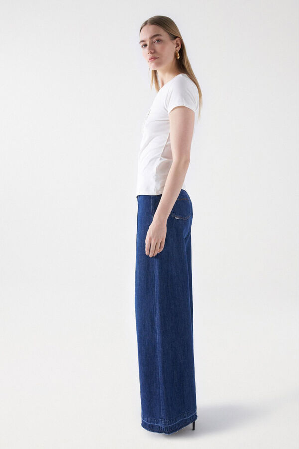 Salsa Jeans Camiseta logo lentejuelas Beige