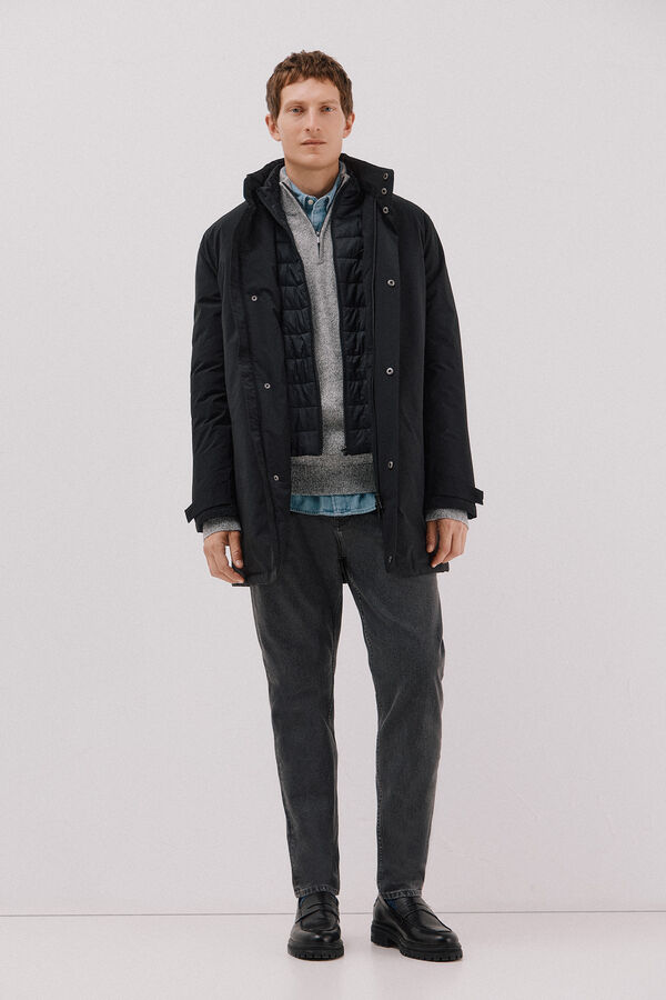 Cortefiel Parka t&eacute;cnica com vistas remov&iacute;veis Preto