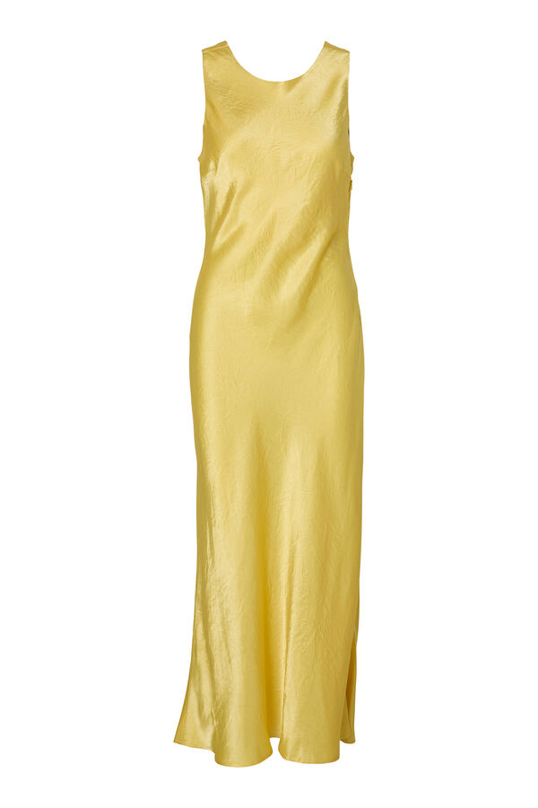 Selected Femme Vestido largo satinado Amarillo