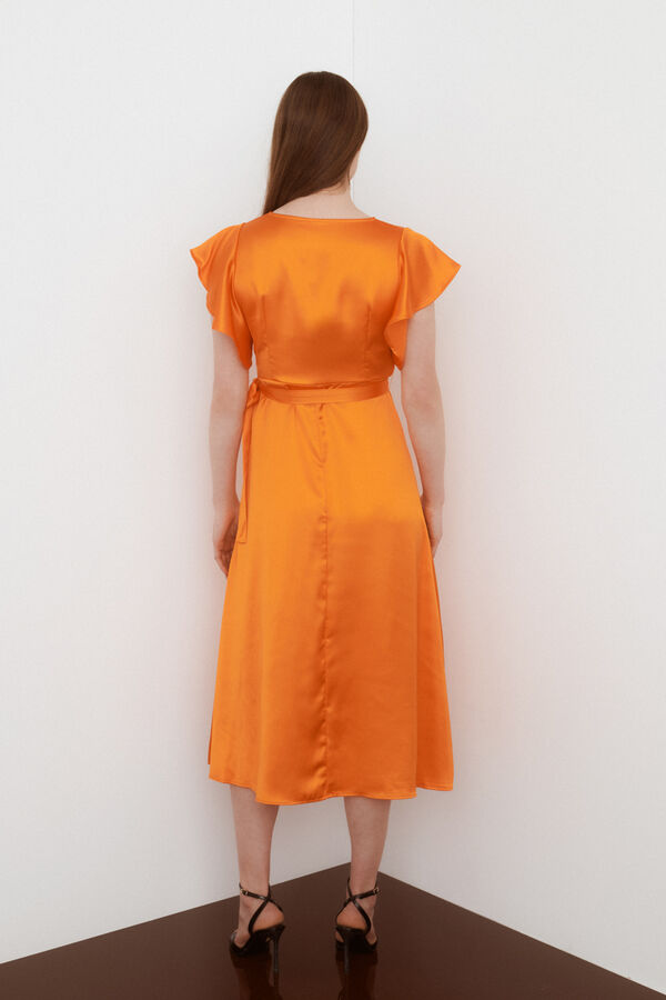 Vila Vestido de fiesta satinado midi Naranja