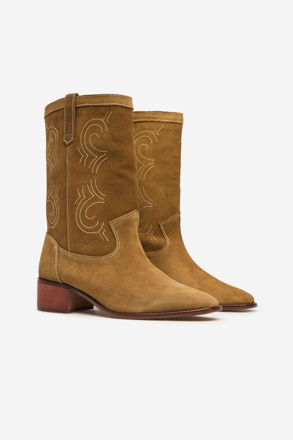 Cortefiel Bota serraje pespunte a contraste Beige