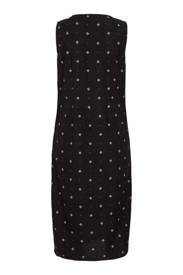 Vila Vestido midi estampagem &eacute;tnica Preto