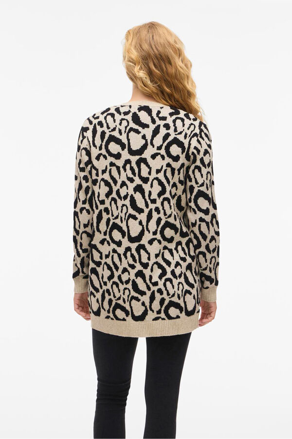 Vila Casaco de malha midi de viscose estampado Tostado