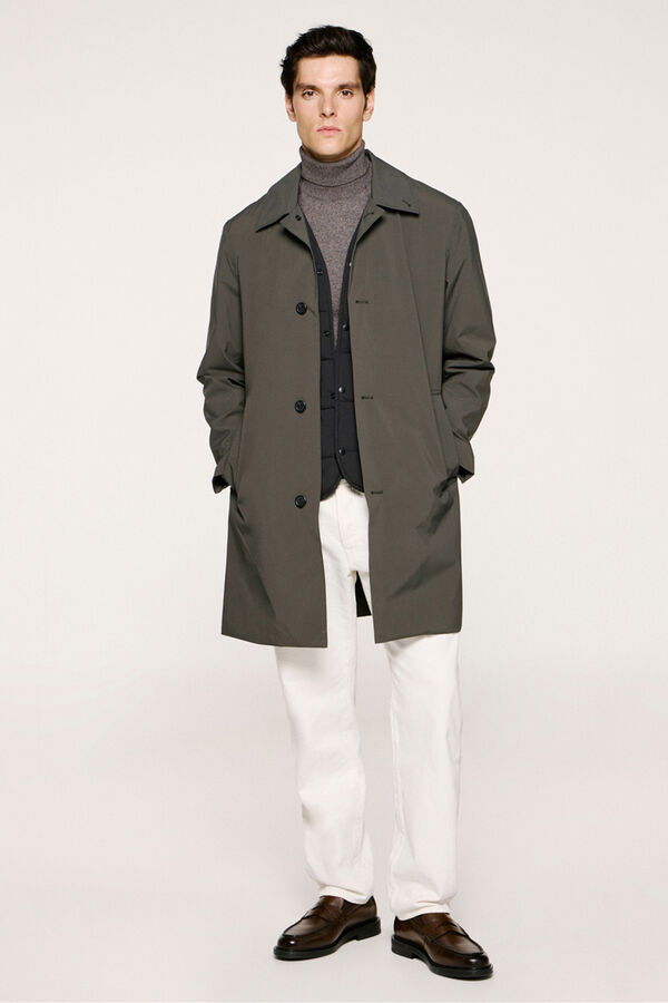 Selected Abrigo t&eacute;cnico resistente al agua con chaleco desmontable Gris oscuro