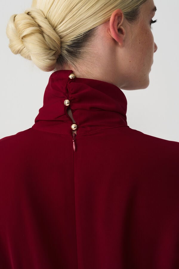 Cupl&eacute; Vestido largo evas&eacute; Estampado granate