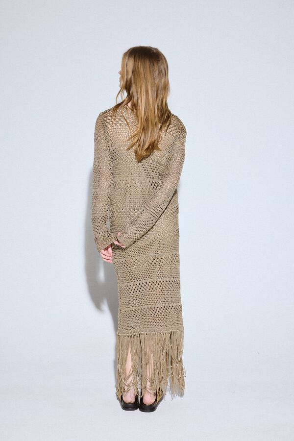 Slowlove Vestido de malha com franjas Amarelo