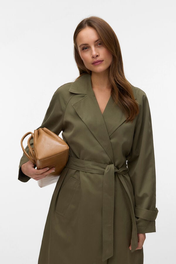 Vero Moda Gabardina midi manga larga Verde